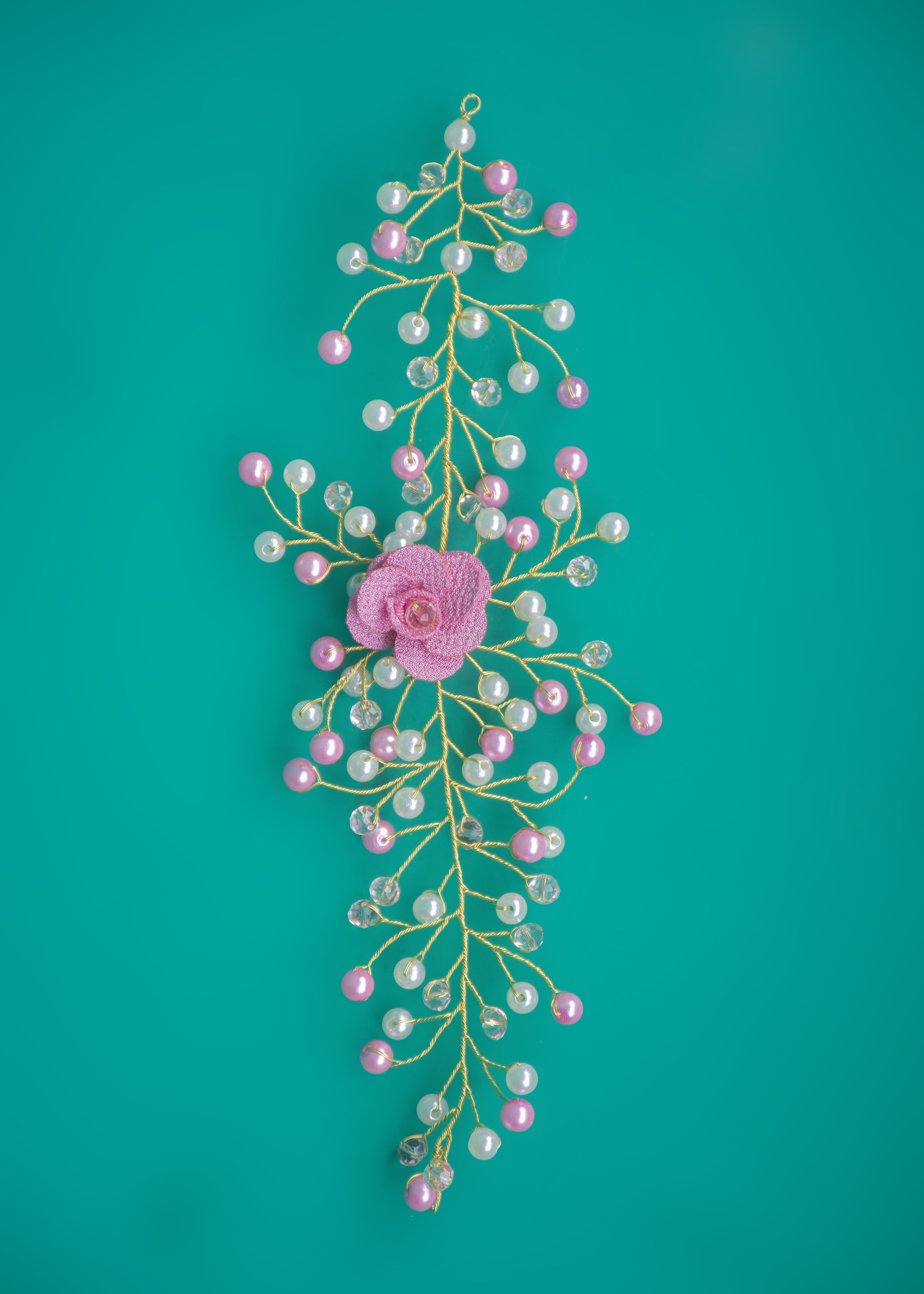 Pink and white floral hairvine