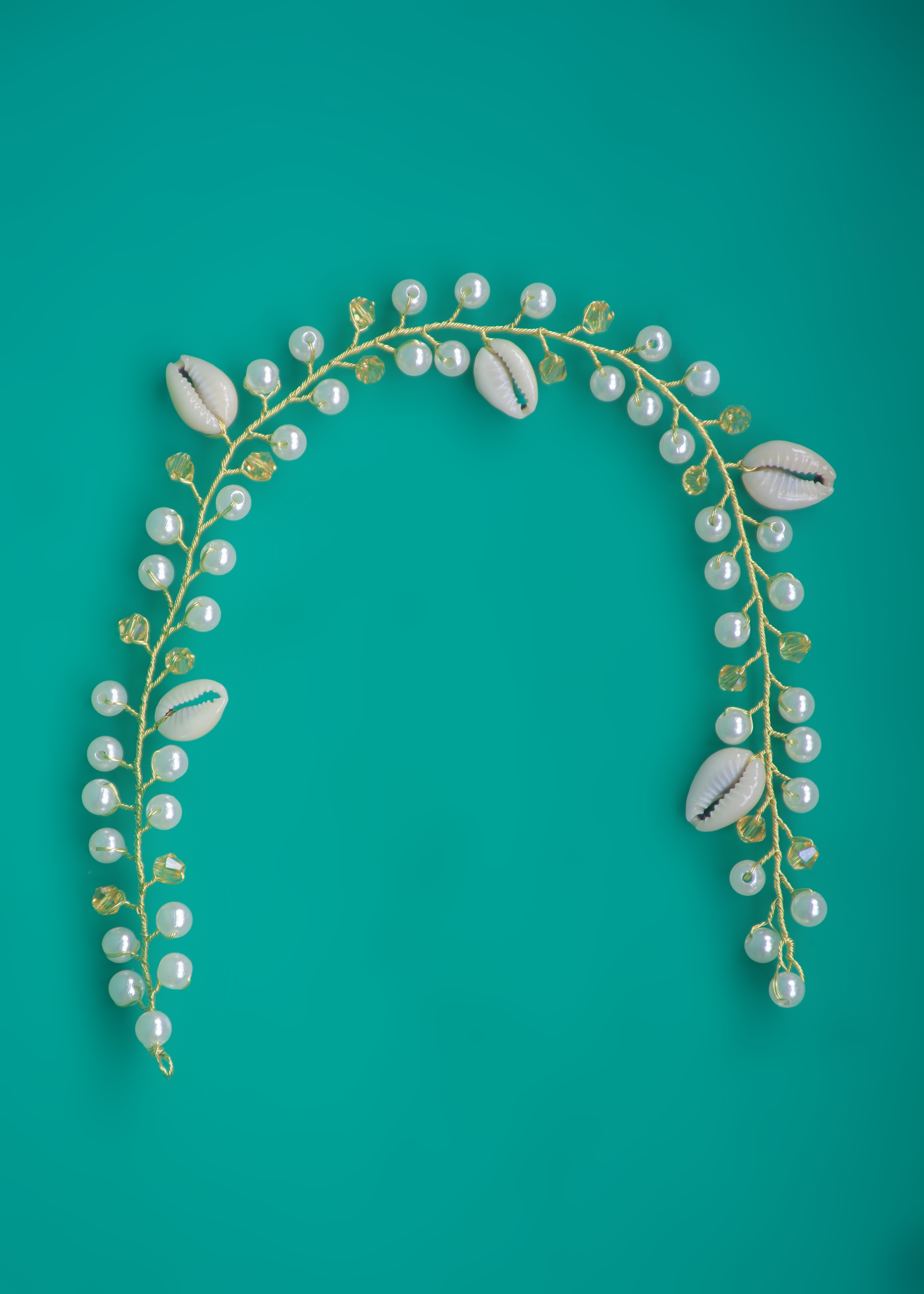 White, cowries, and gold hairvine